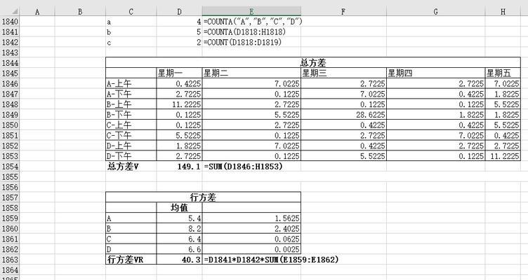 方差excel计算公式分析（历年方差excel表格制作）