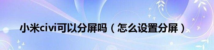 小米手机分屏功能的使用方法（提升工作效率）