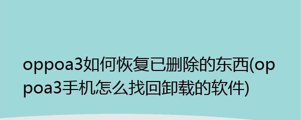 从卸载到恢复（挽回误删除软件的损失）